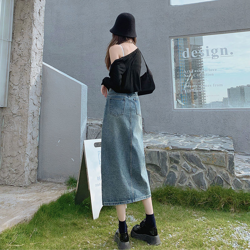 New Open Half Denim Skirt