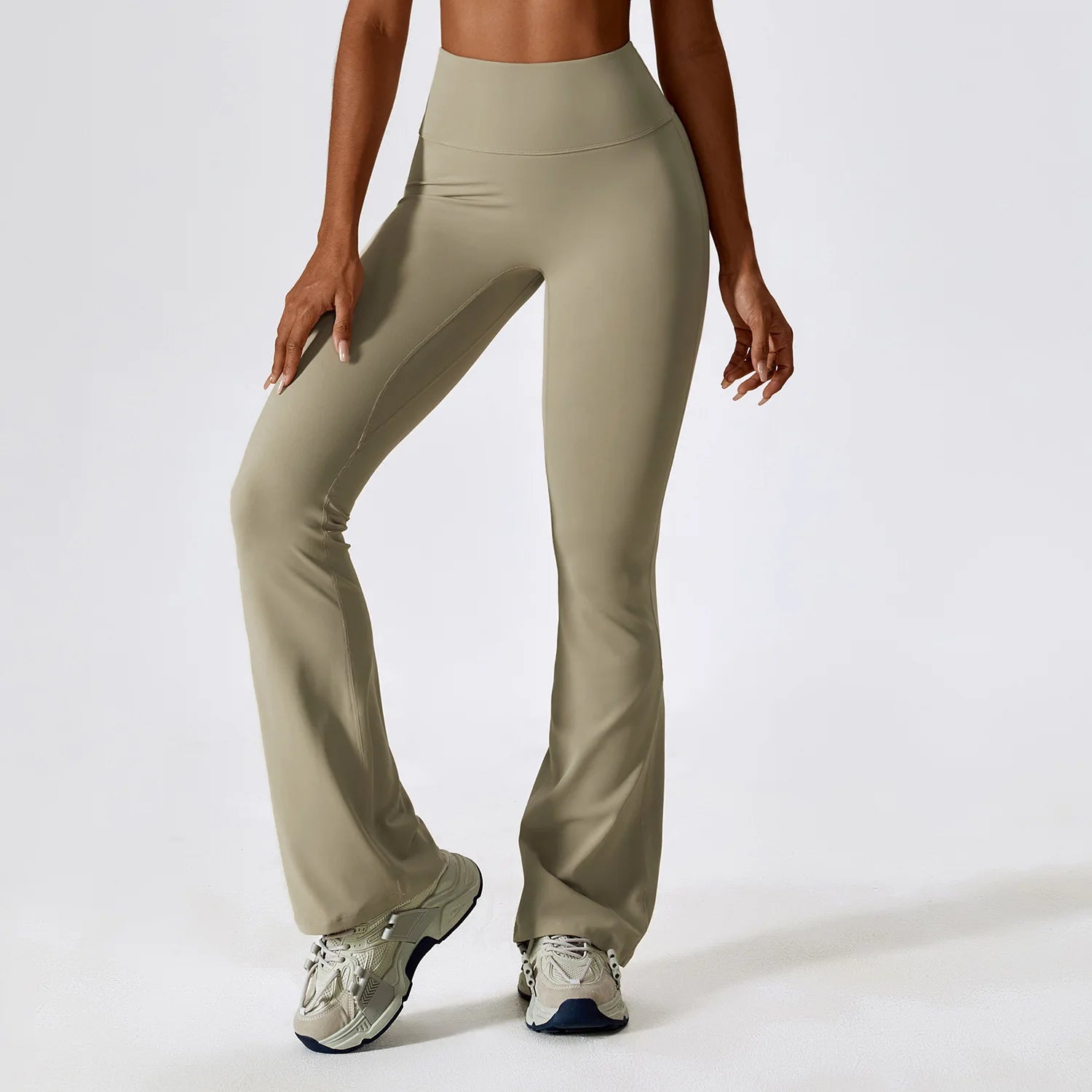 Wide-leg High Waist Flared Workout Bell-bottoms Yoga leggings Camel palm