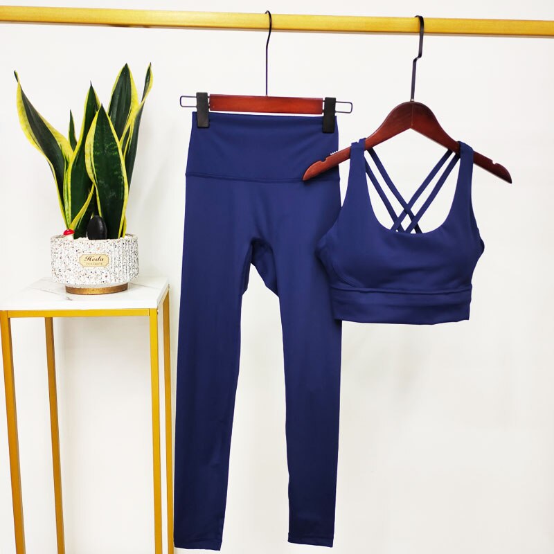 Noble Western Active Wear Women Yoga Set Navy Blue