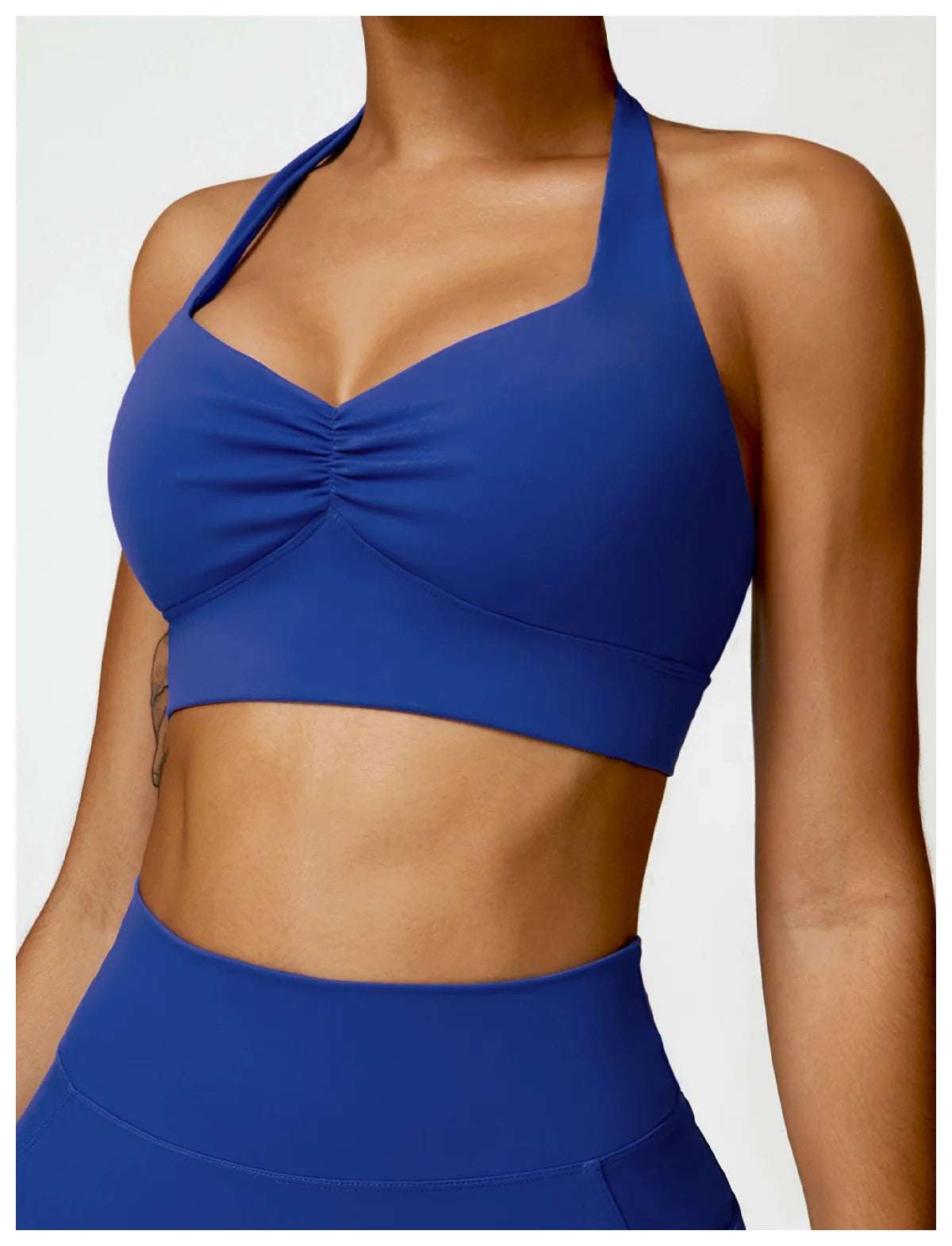 Halter neck push up ruched Sports Bra