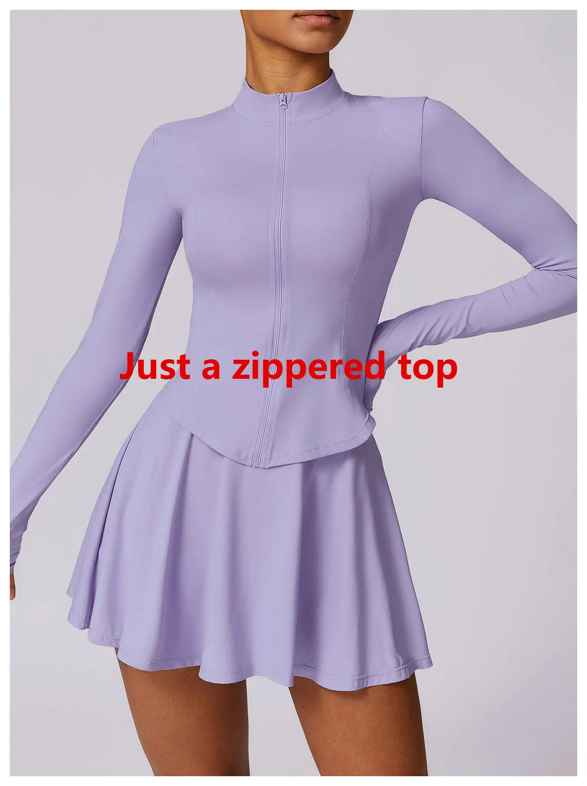 Long Sleeve Zipper Solid color Gym Workout jacket Smoked purple