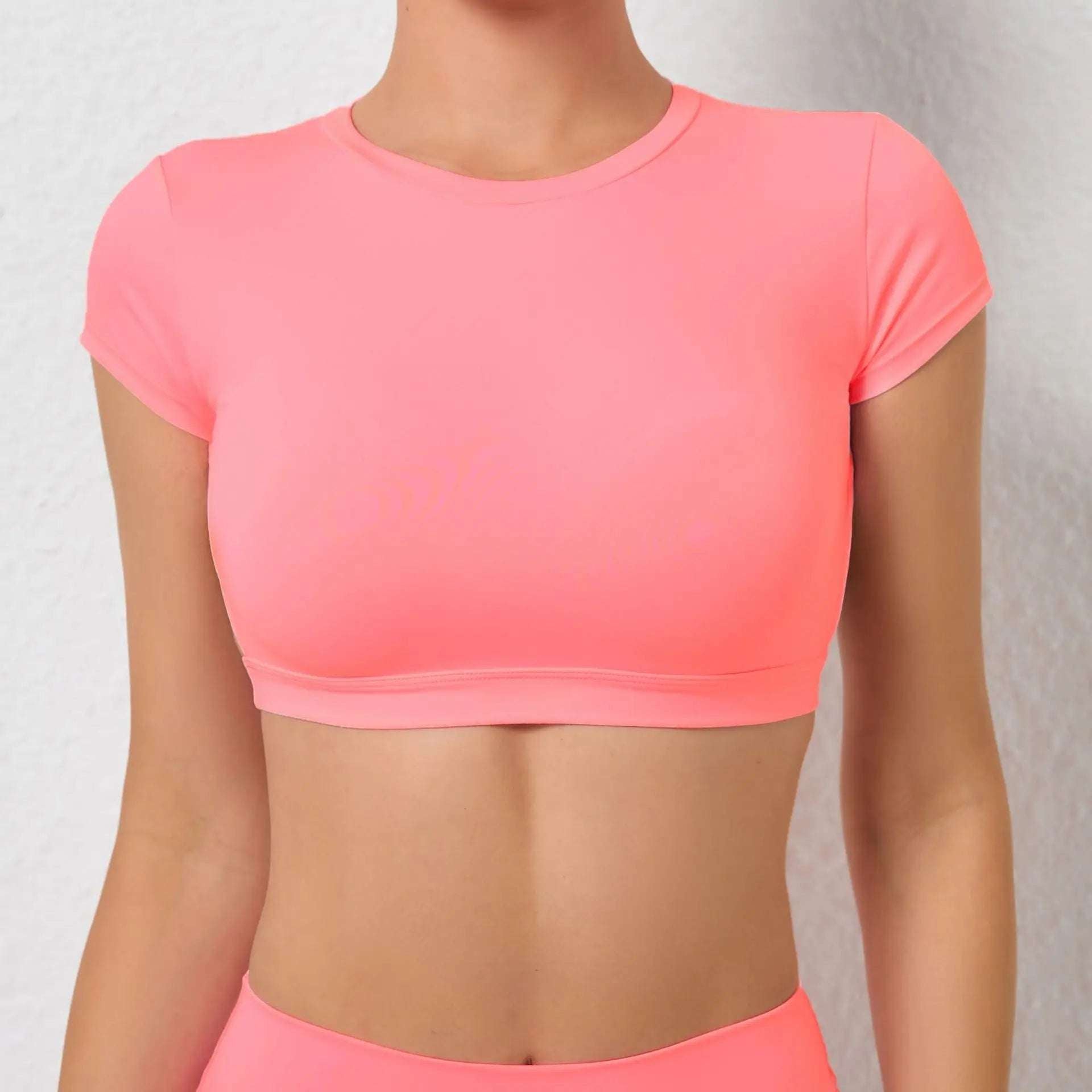 Round Neck Short Sleeve Backless Gym Top