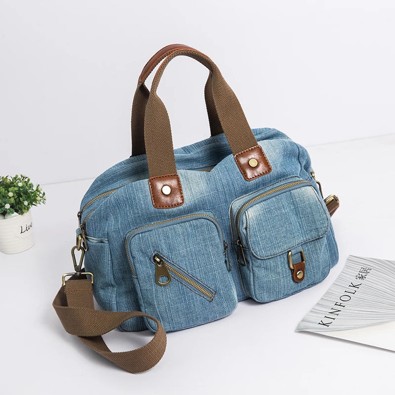 Light dark Blue Denim Handbag