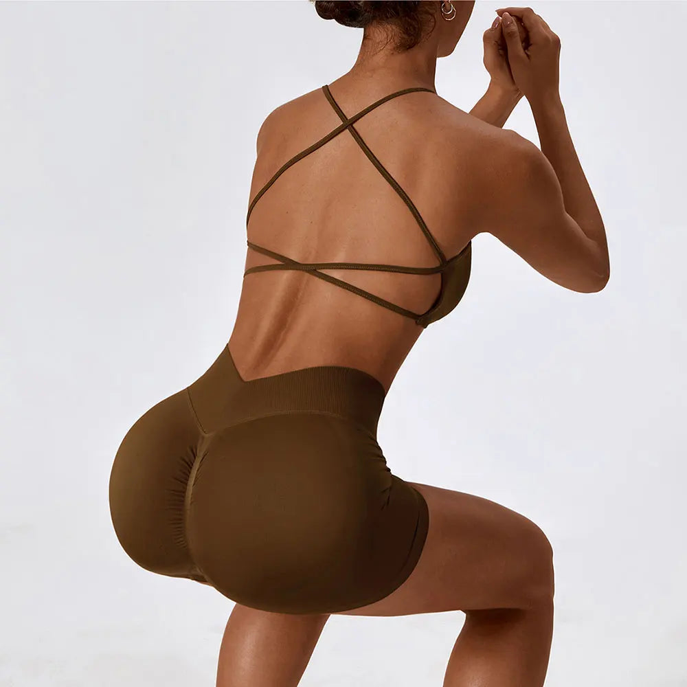 Seamless Yoga Gym 2 Piece shorts and bra Set