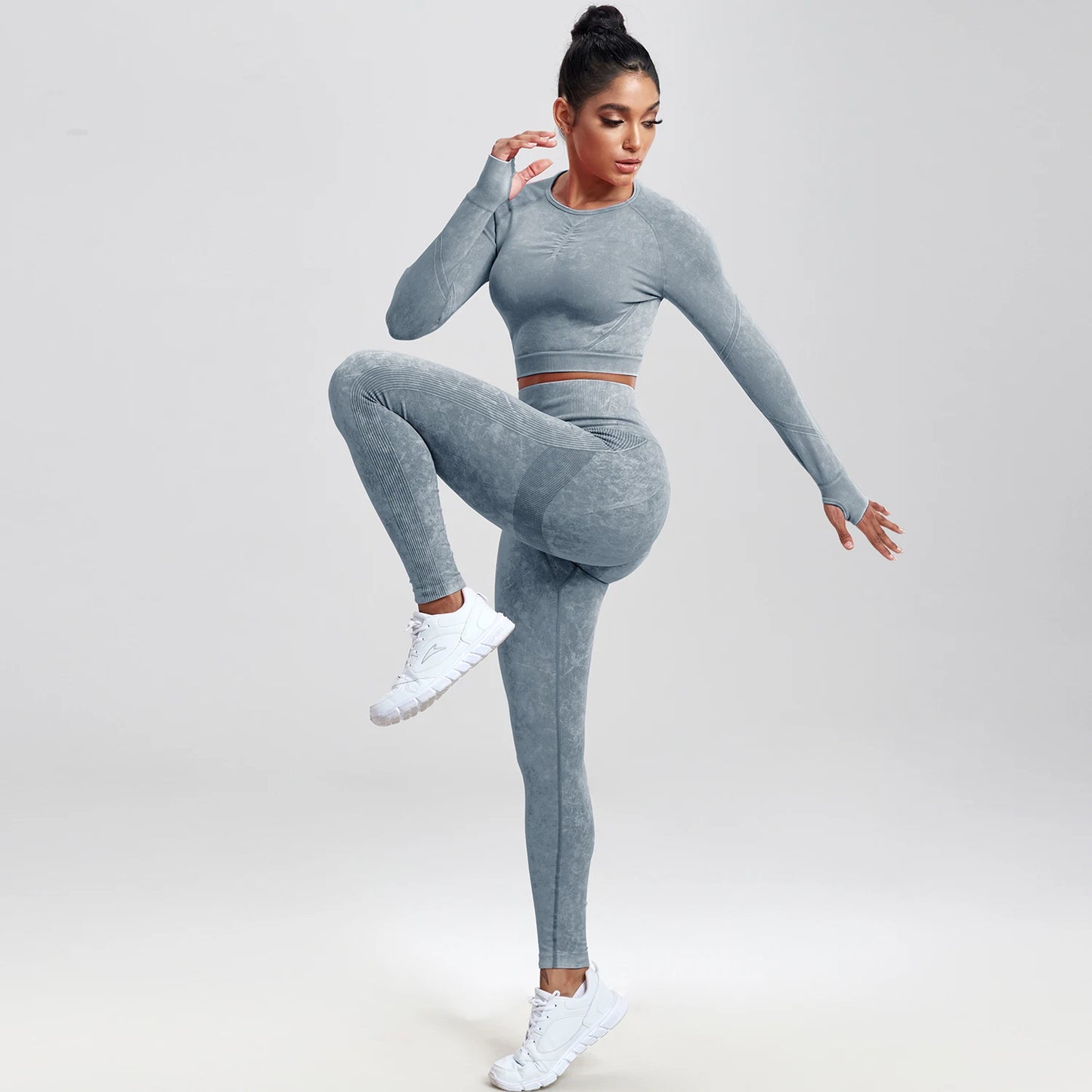 2 piece Gym Workout Yoga seamless high waist Set