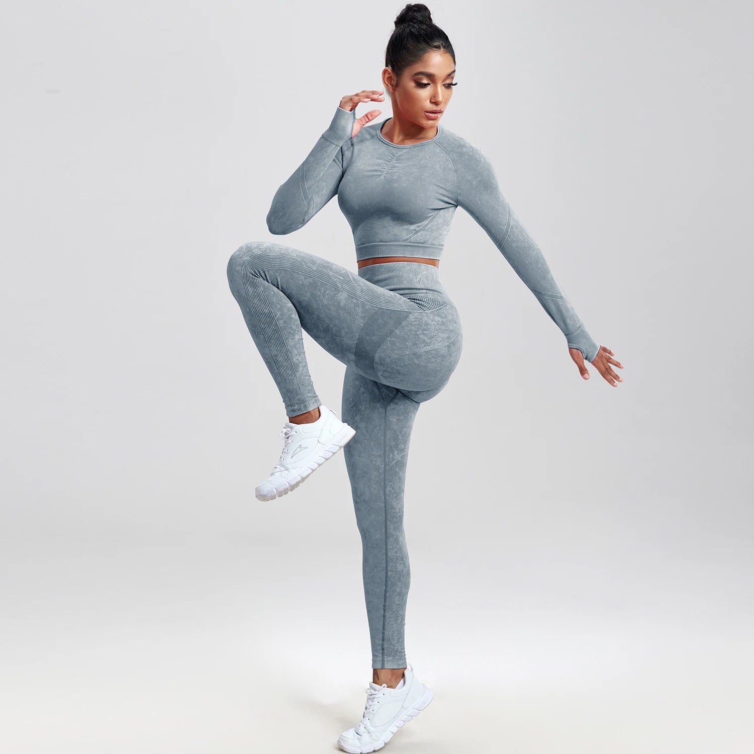 2 piece Gym Workout Yoga seamless high waist Set