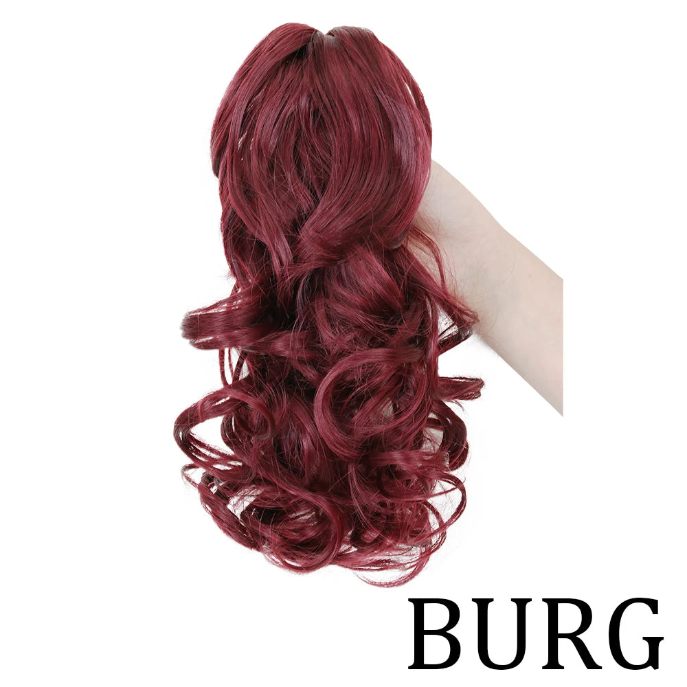 Claw Clip On Ponytails Extension Wavy Hair 12 Inches Hair Natural Extension BURG 12inches