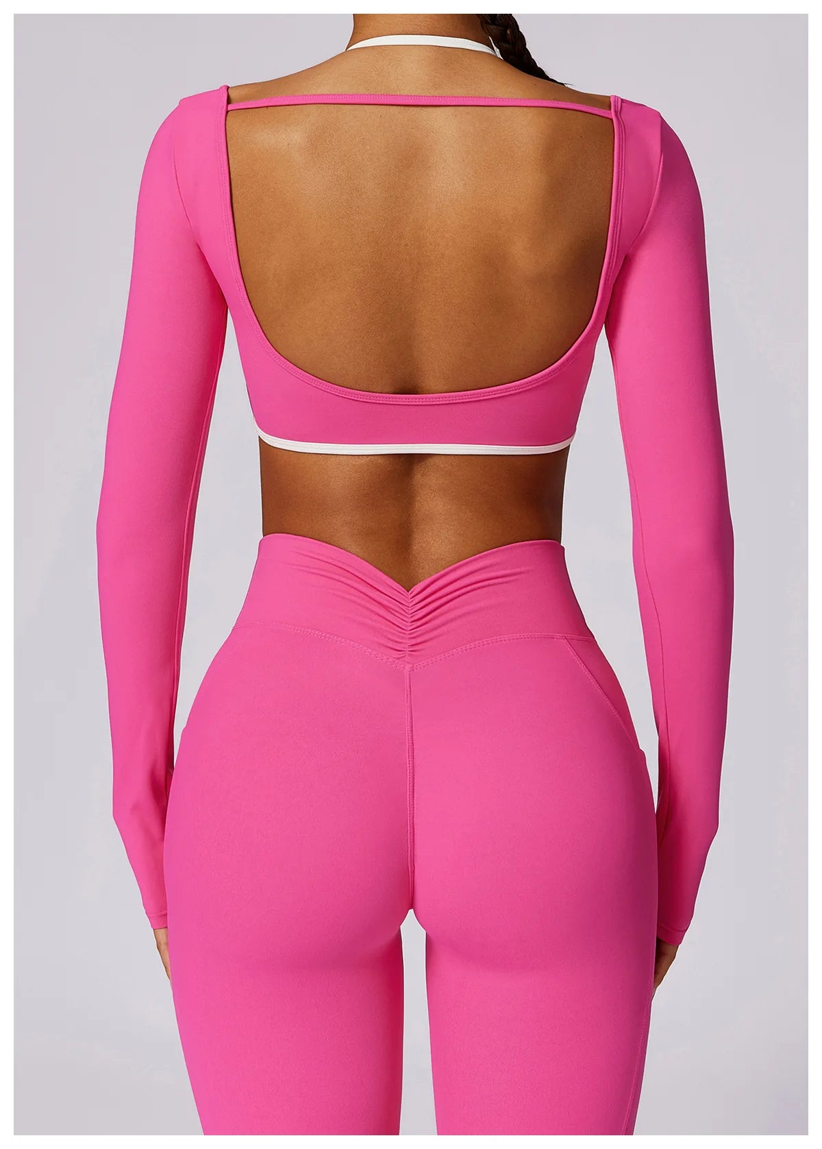 Long Sleeve open back Yoga Workout Fitness Top