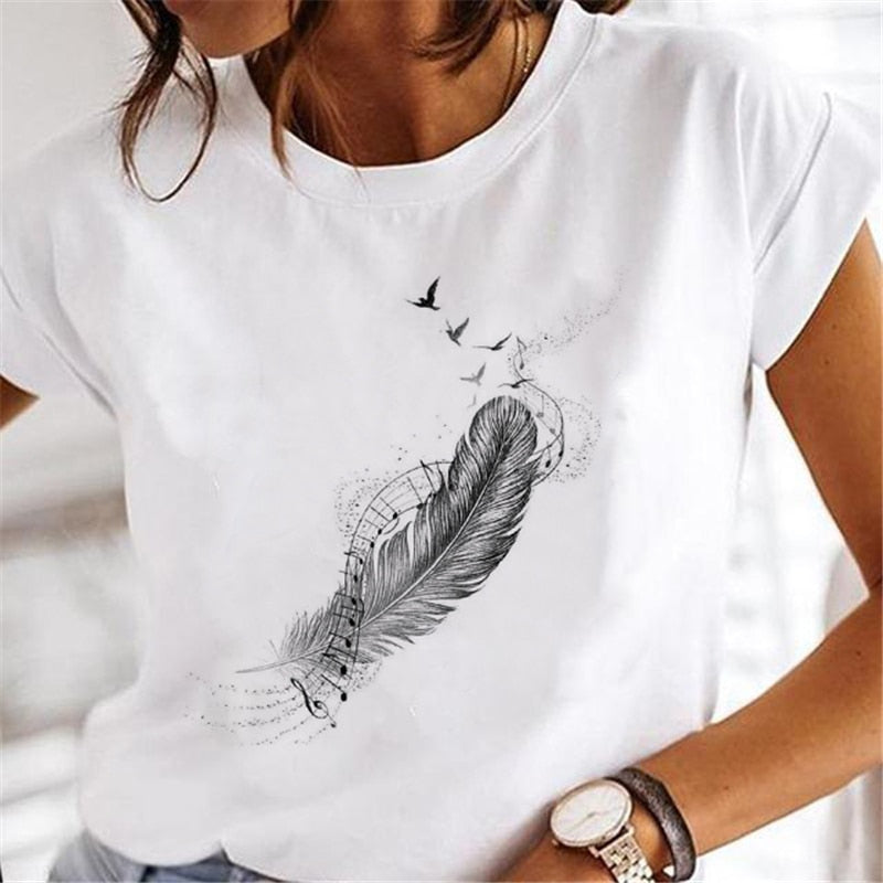 New Women nature print T-shirts