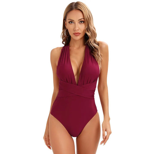 New V-Neck One Piece Swimsuit