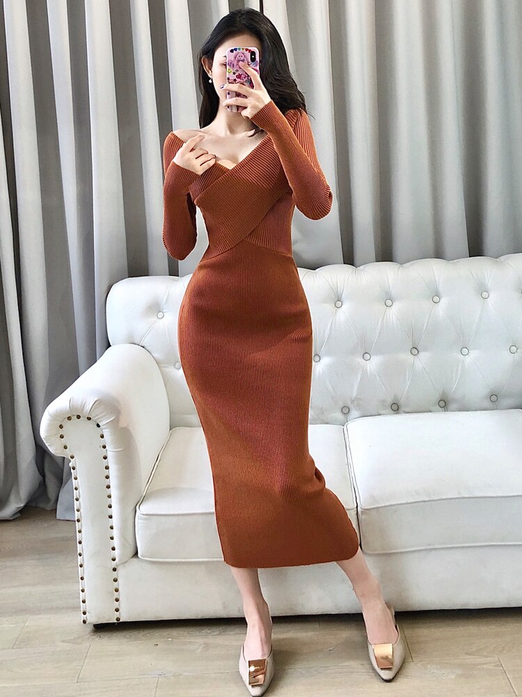 Off the shoulder Knitted Bodycon Dress