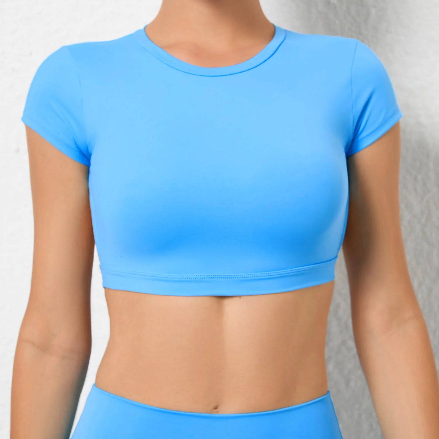 Round Neck Short Sleeve Backless Gym Top