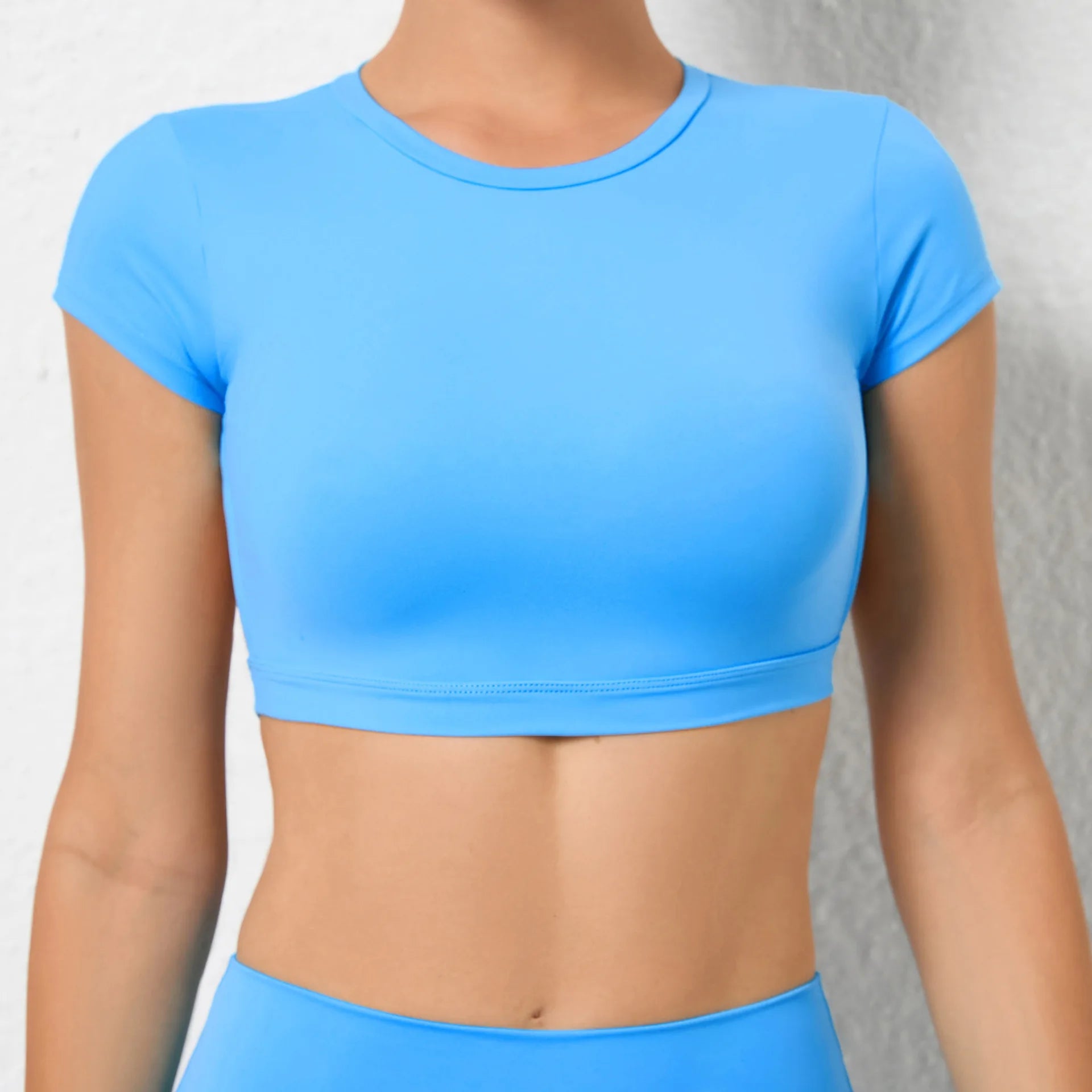 Round Neck Short Sleeve Backless Gym Top