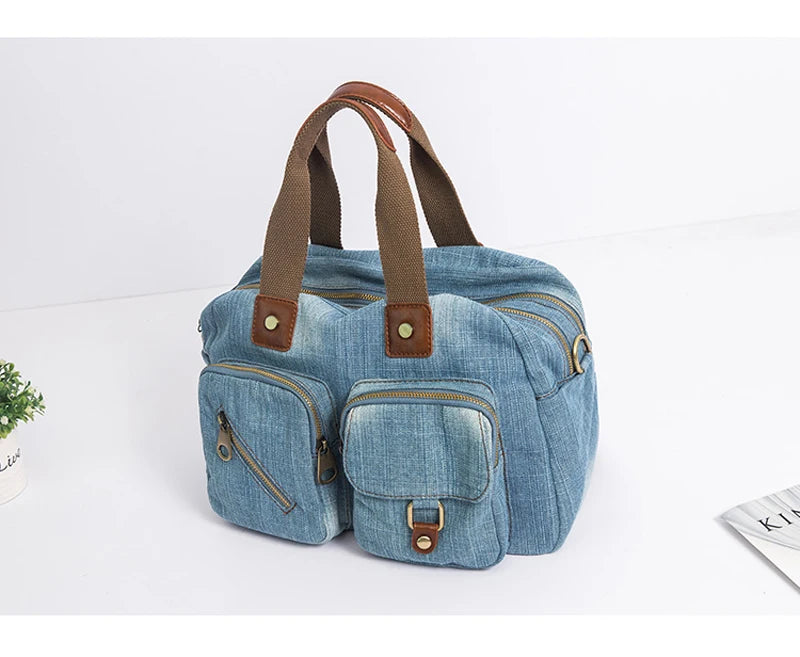 Light dark Blue Denim Handbag