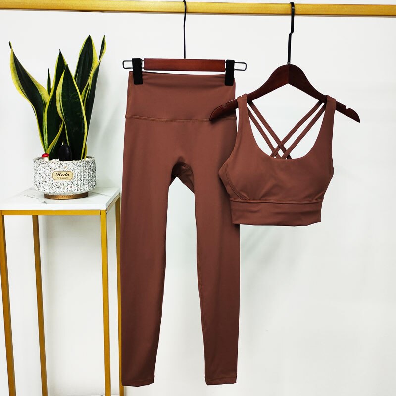 Noble Western Active Wear Women Yoga Set brown Set