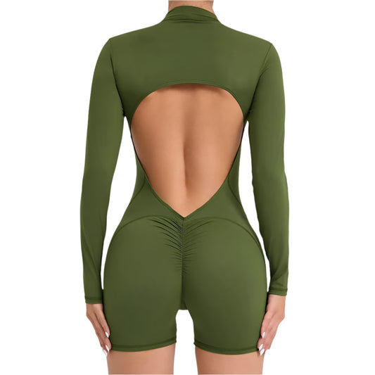Long Sleeve open back Running Workout Yoga suit