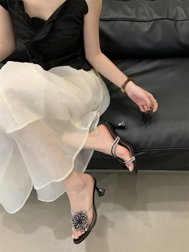 Fashion Rhinestone Flower high heel Sandals