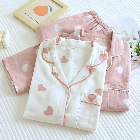 Cotton Long Sleeve Sweet hearts pyjama Set