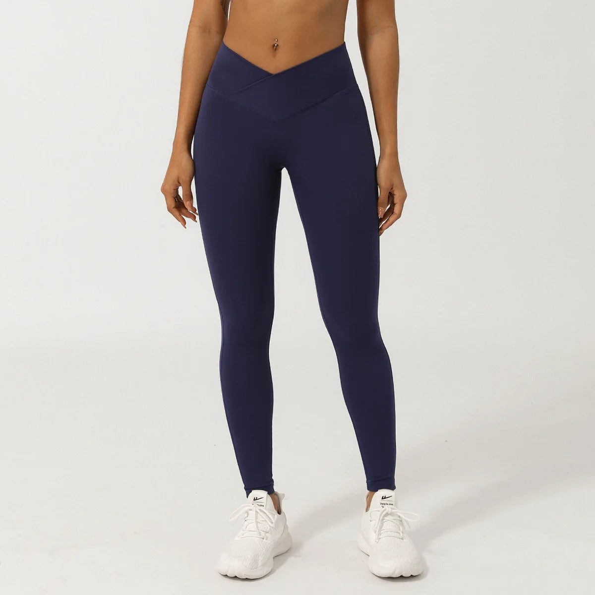 V-shaped Waist High Waist Fitness gym Leggings Tibetan blue