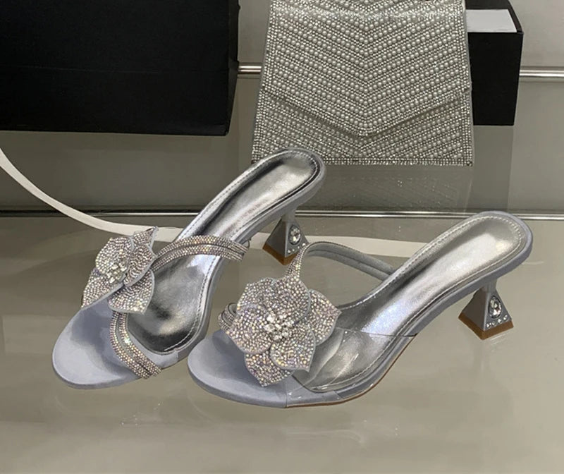Fashion Rhinestone Flower high heel Sandals