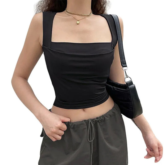 Women Summer Solid Color Slim Fit Crop Tank Top