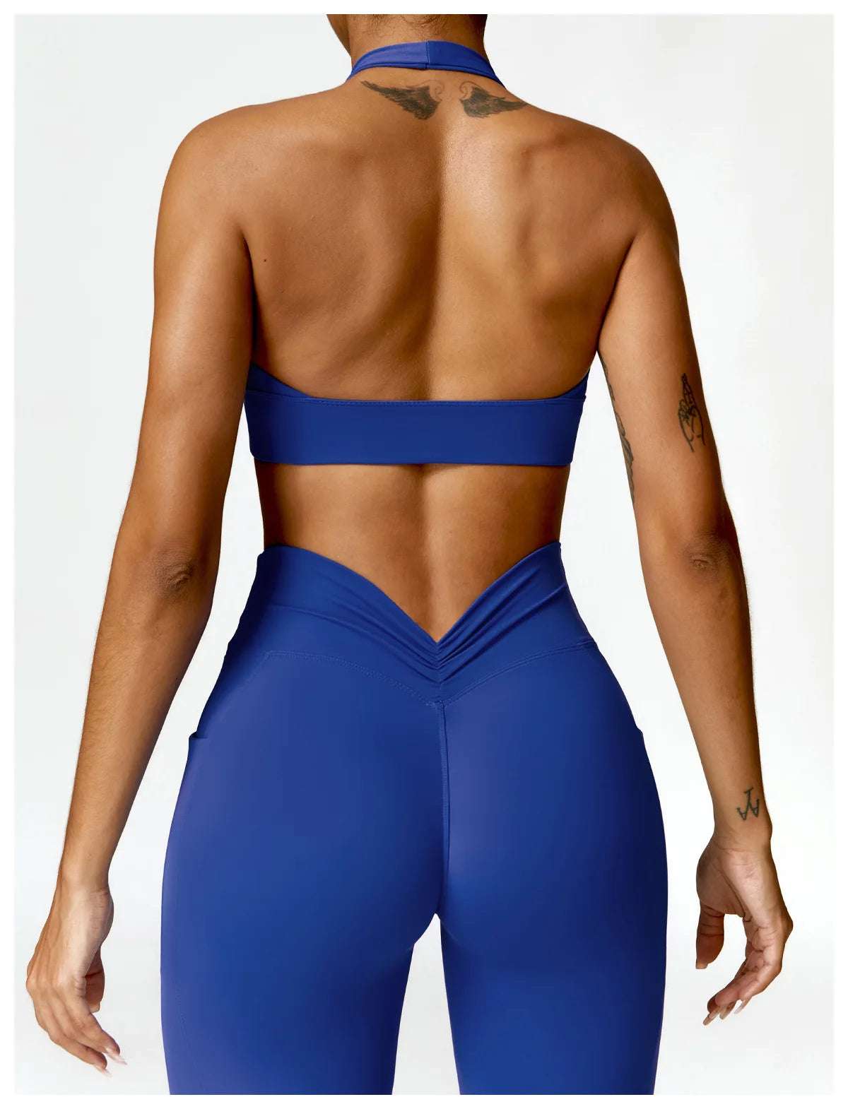 Halter neck push up ruched Sports Bra