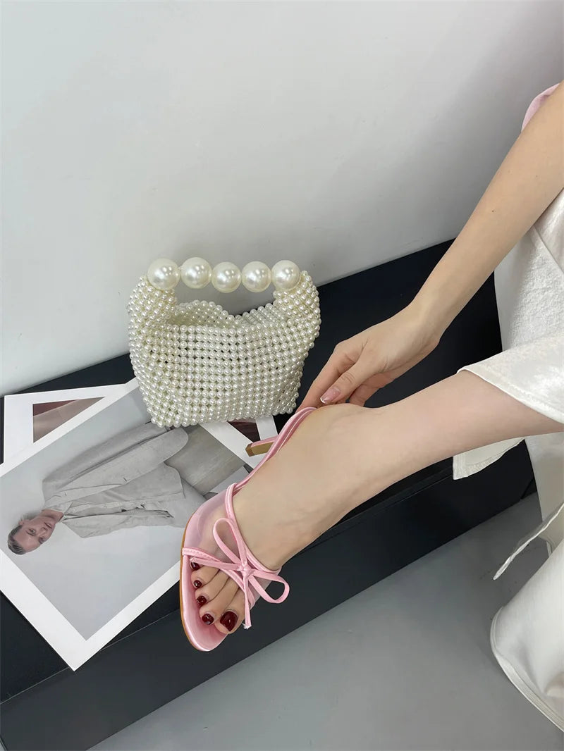 Butterfly Knot Mesh Open Toe Thin High Heel Sandals
