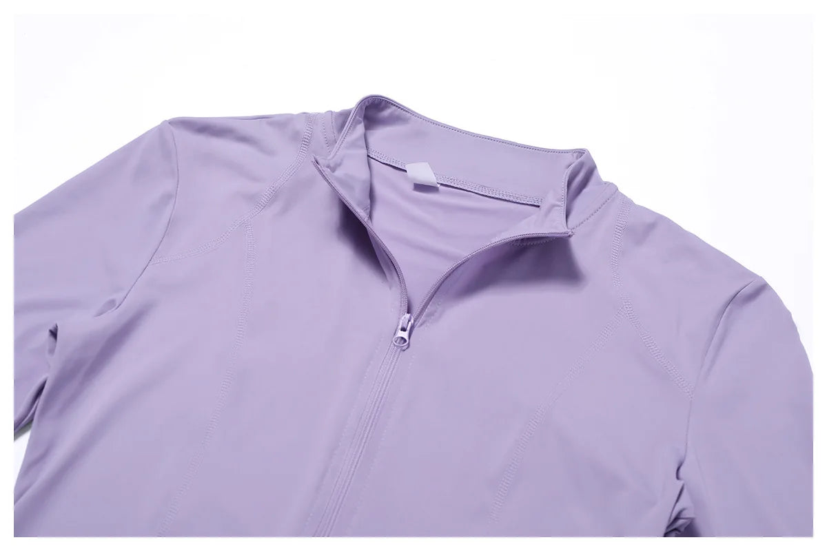 Long Sleeve Zipper Solid color Gym Workout jacket