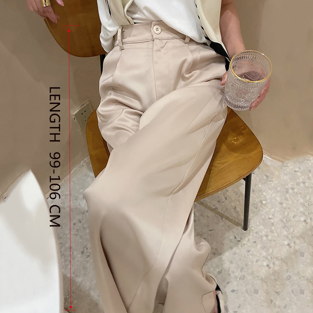 Satin Women's Pants Regular-Khaki