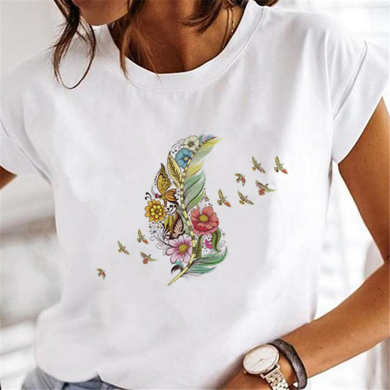 New Women nature print T-shirts
