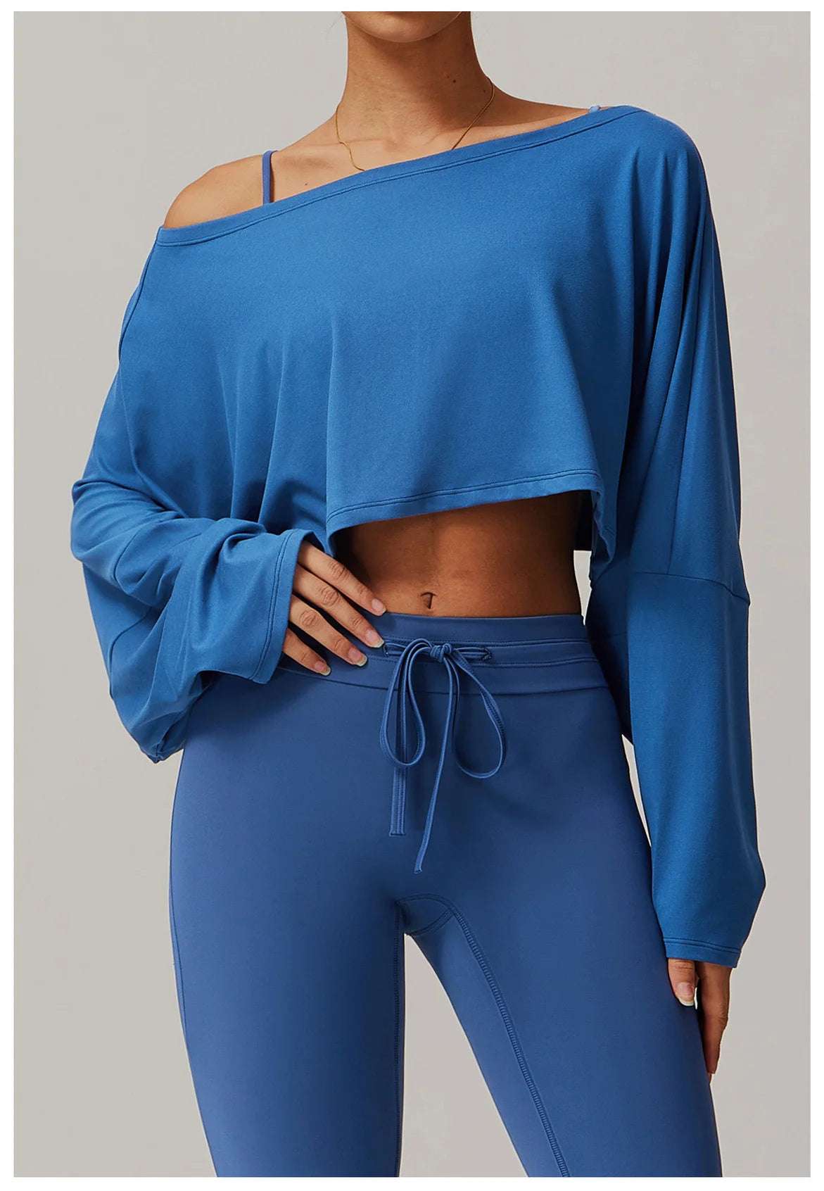 Long Sleeve off Shoulder Bat Sleeve Gym Yoga top