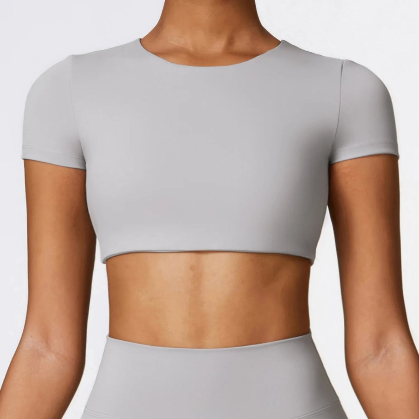 Seamless Yoga Workout Fitness Crop Top Frost Grey