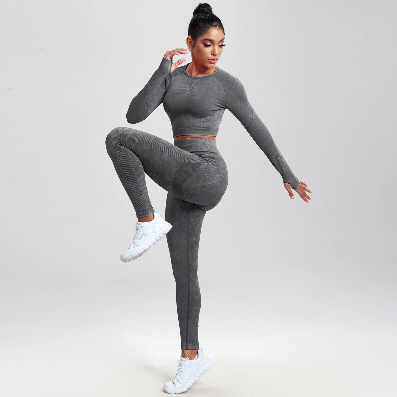 2 piece Gym Workout Yoga seamless high waist Set