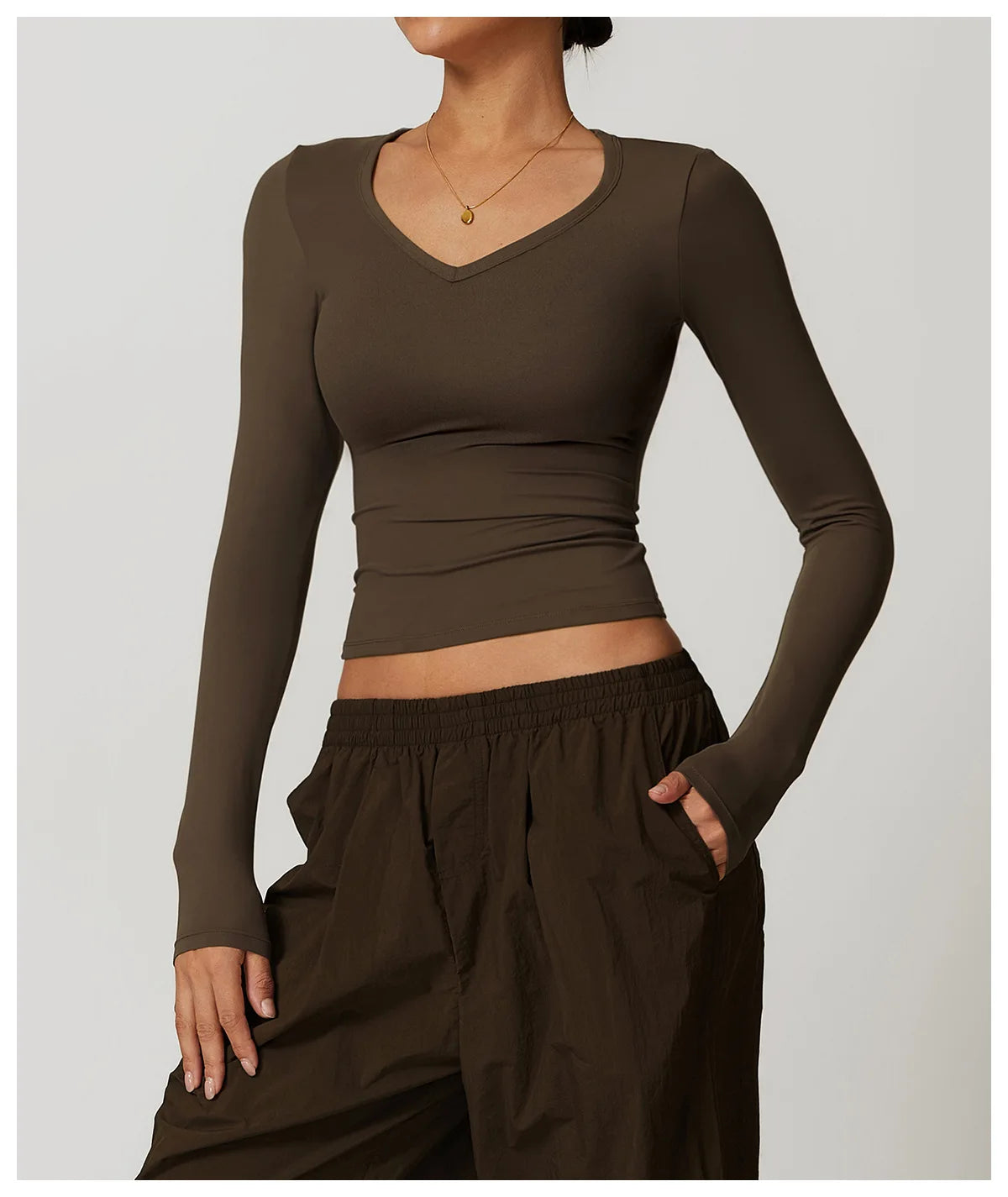 Long Sleeve gym Workout Crop Top