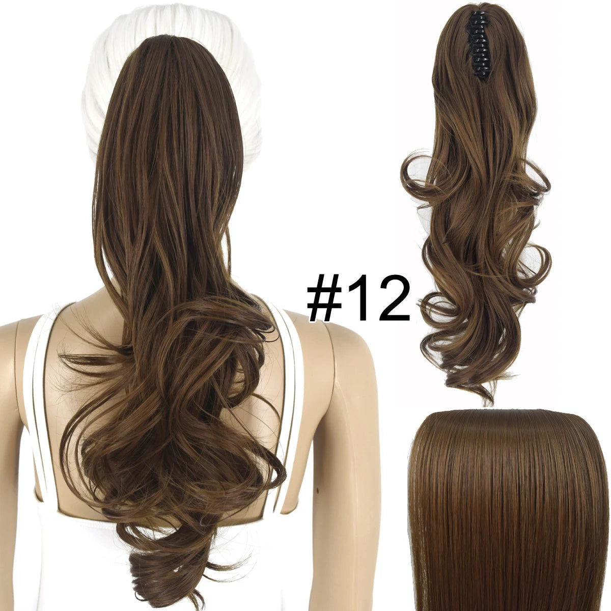 Synthetic Hair Heat Resistant 140gr Wavy Claw Clip in Ponytail hair extensions 12 Wavy 18inches