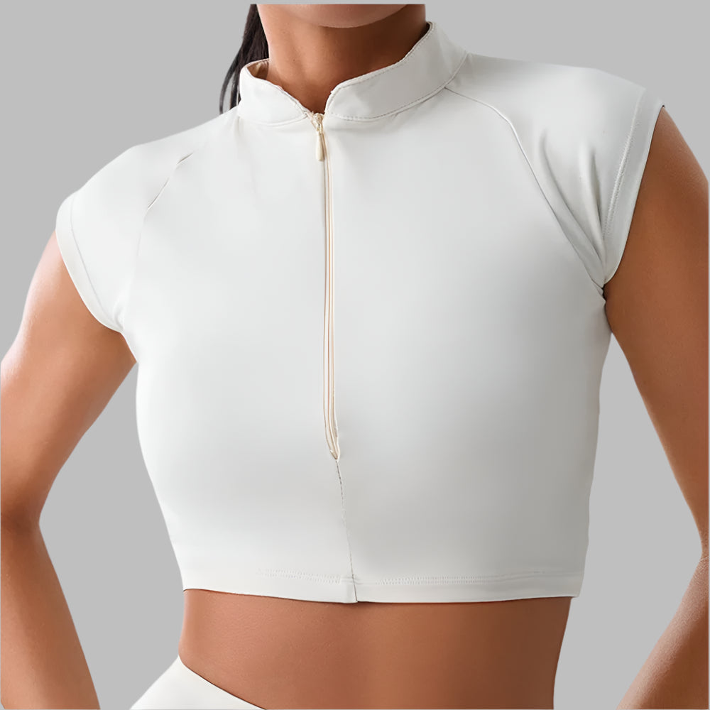 Zipper Short Sleeve Yoga gym Top