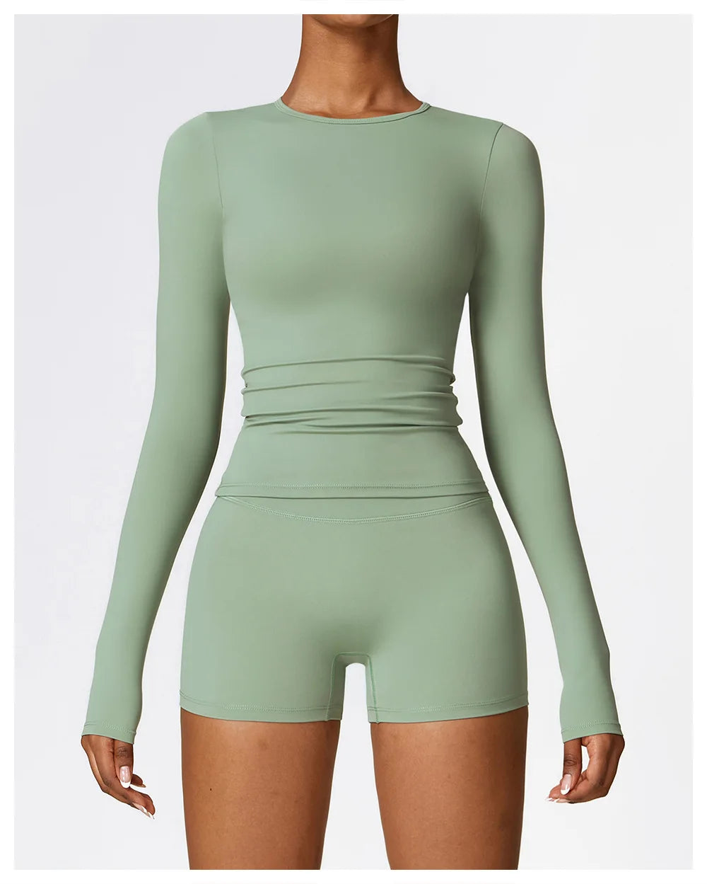 Long Sleeve round neck Running Fitness Gym crop top