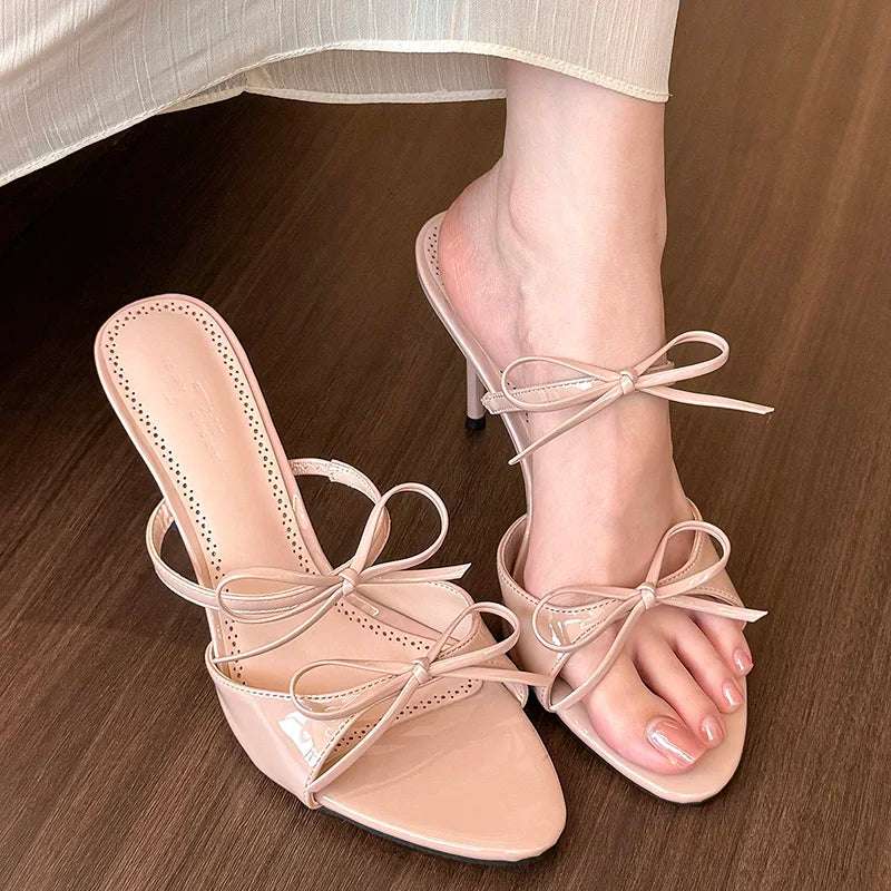 Open Toe Butterfly-knot High Heel Sandals Pink
