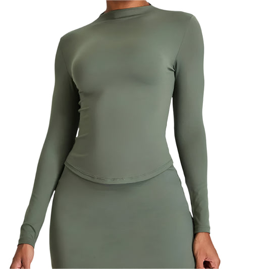 Round neck Long Sleeve Fitness Running Gym Top