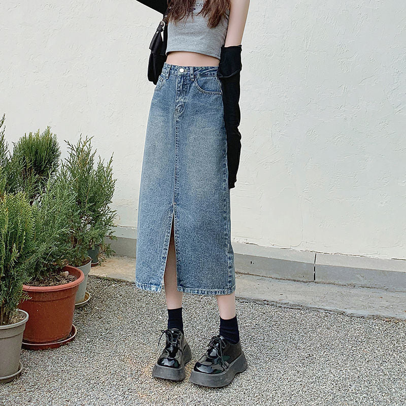 New Open Half Denim Skirt