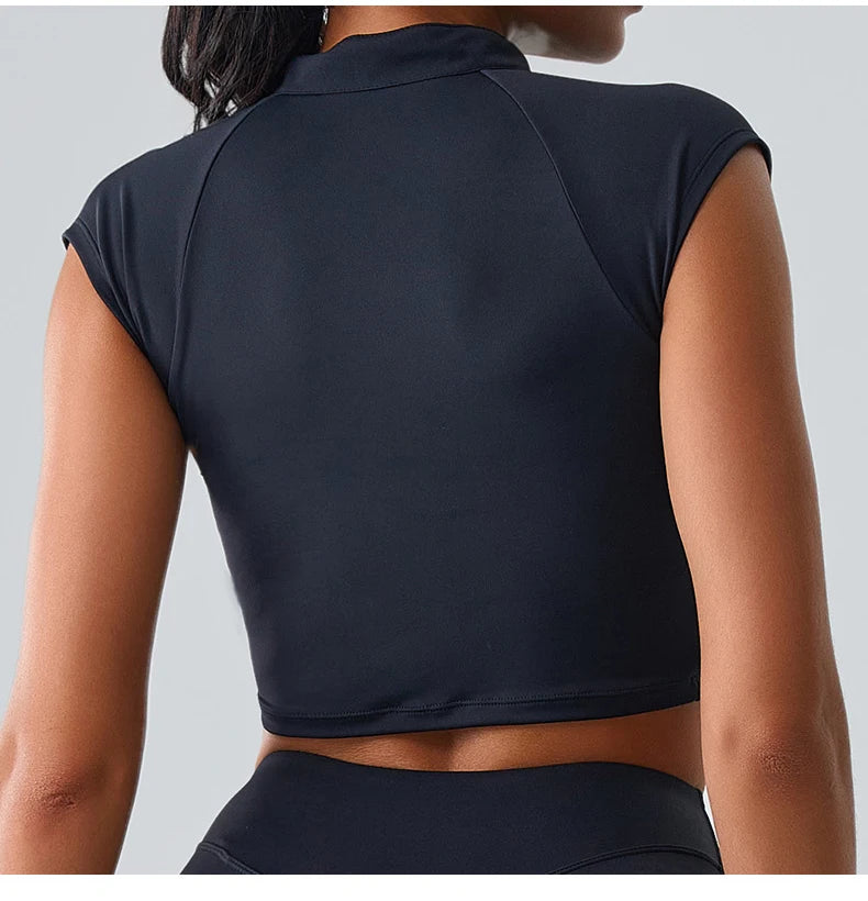 Zipper Short Sleeve Yoga gym Top