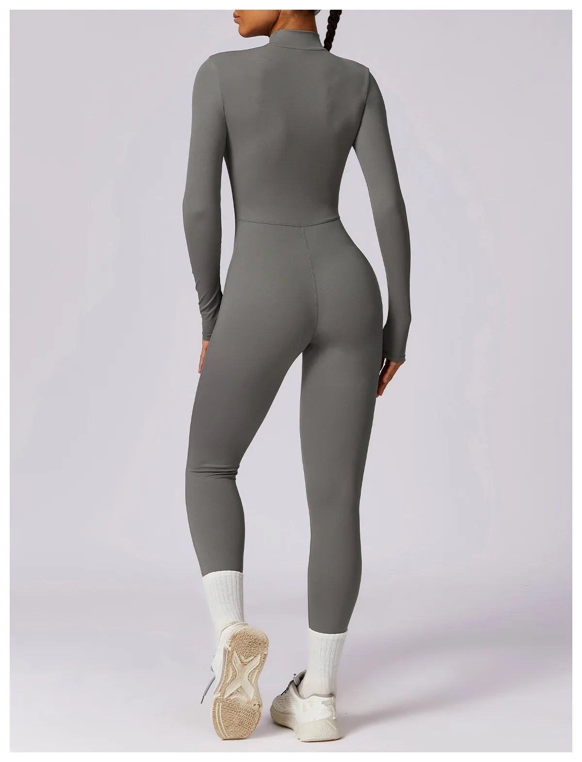 Zipper long sleeve Elastic One-Piece gym workout Bodysuit