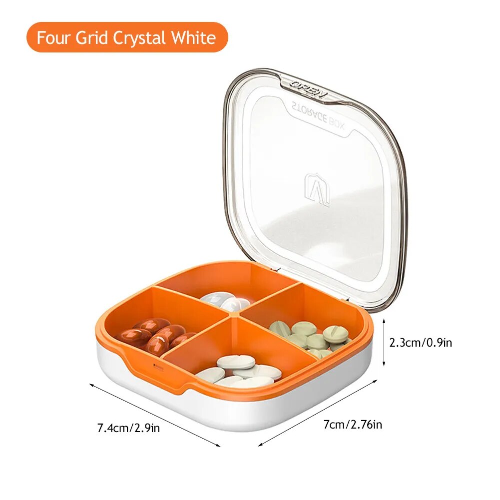 New Organizer Moisture Proof Pills Box Four Grid White