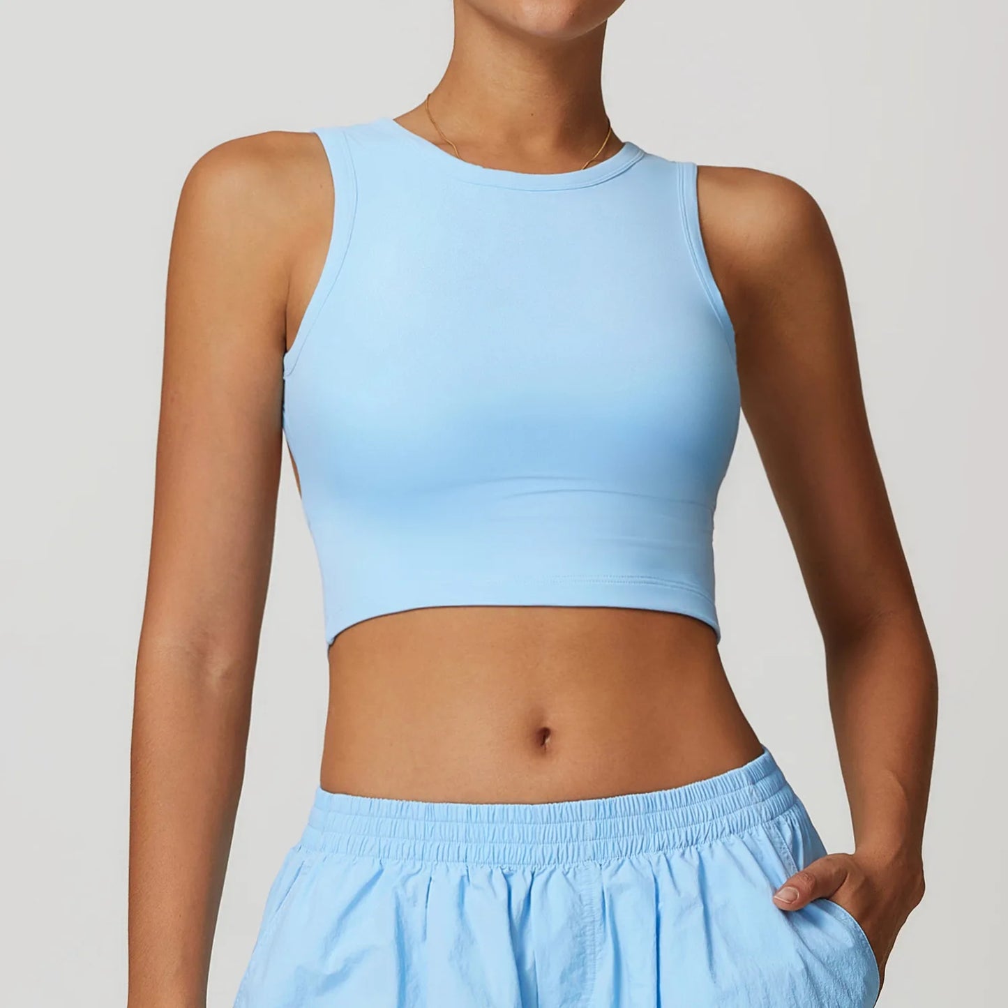 Breathable Anti-Sweat Fitness gym Top sky blue