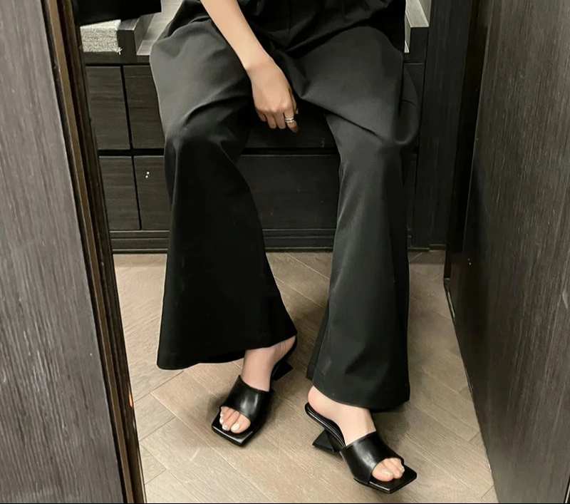 Wedges Heel Square Toe Slip On Sandals