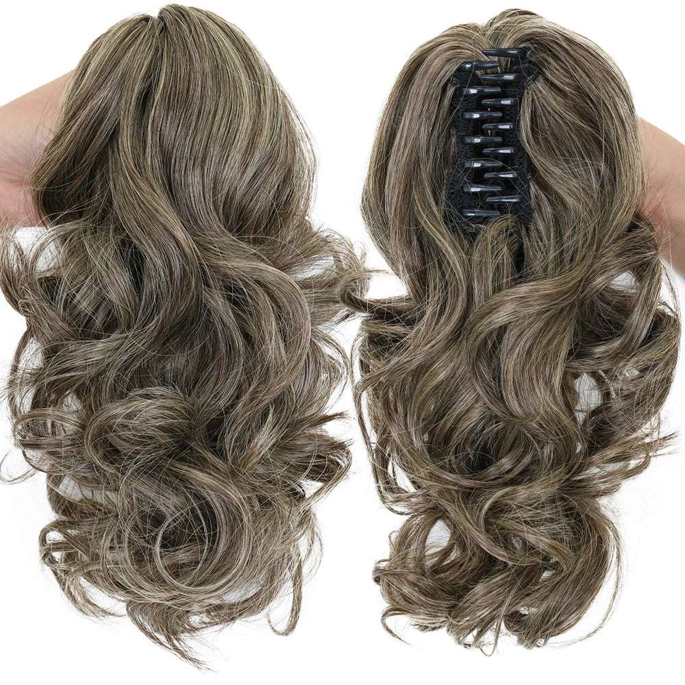 Claw Clip On Ponytails Extension Wavy Hair 12 Inches Hair Natural Extension