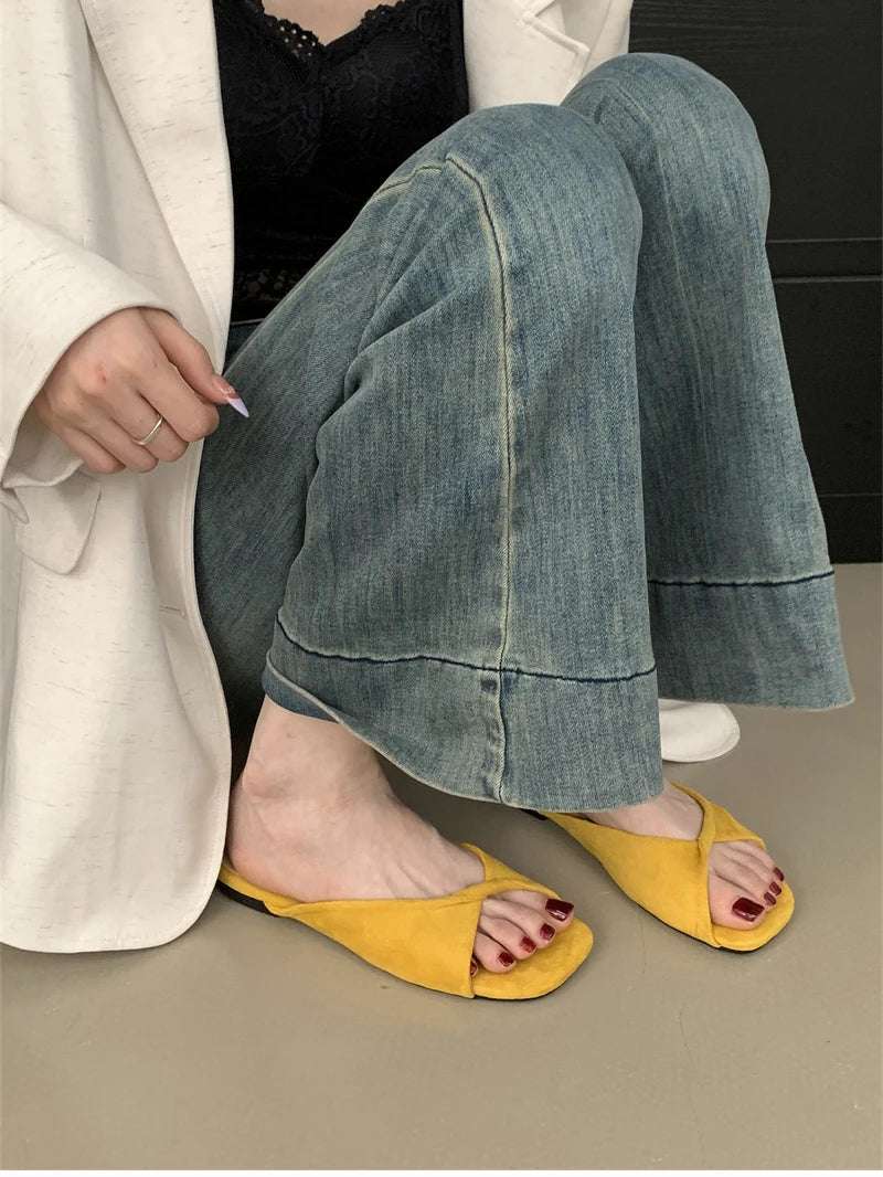 Open Toe pastel Color flat Sandals