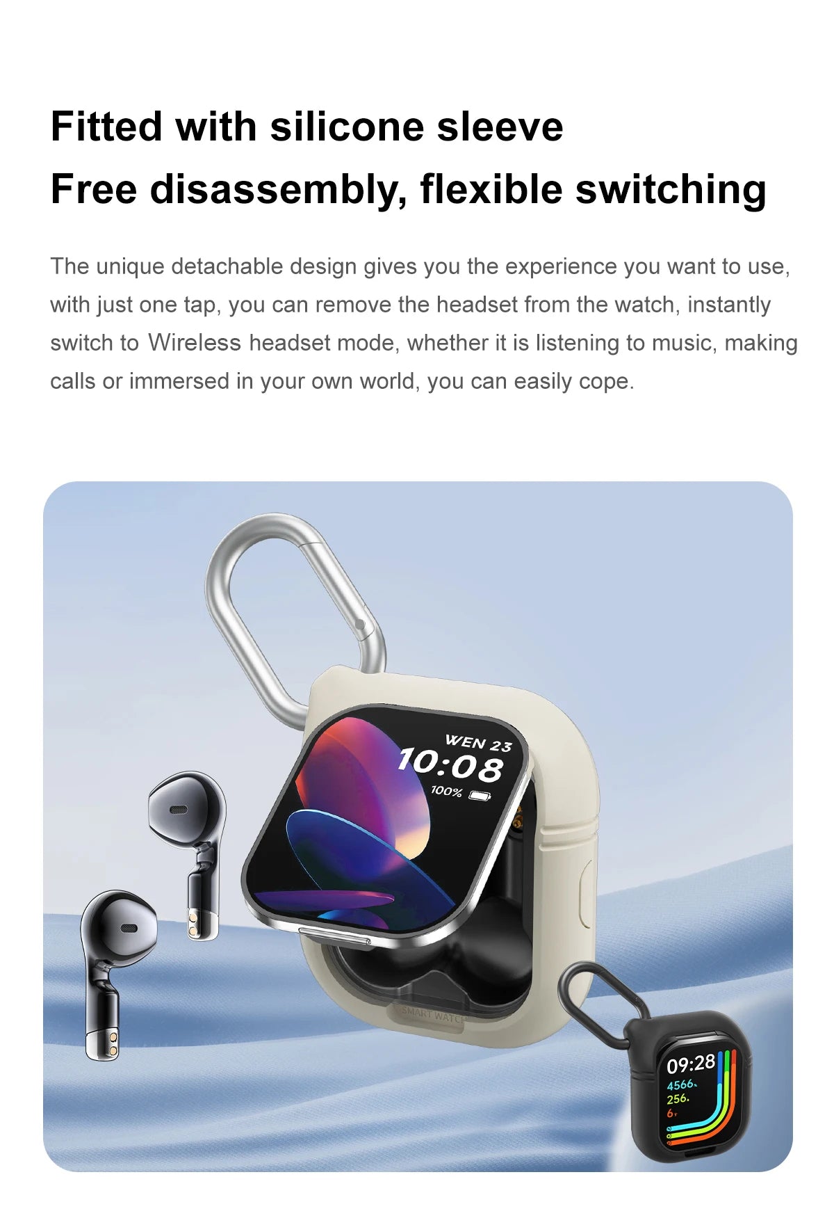 2.01 inch TWS 2-in-1 Earphones Bluetooth Call NFC Heart Rate Blood Pressure Health Monitor Music Smartwatch