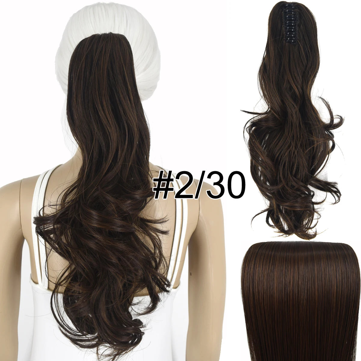 Synthetic Hair Heat Resistant 140gr Wavy Claw Clip in Ponytail hair extensions 2-30 Wavy 18inches