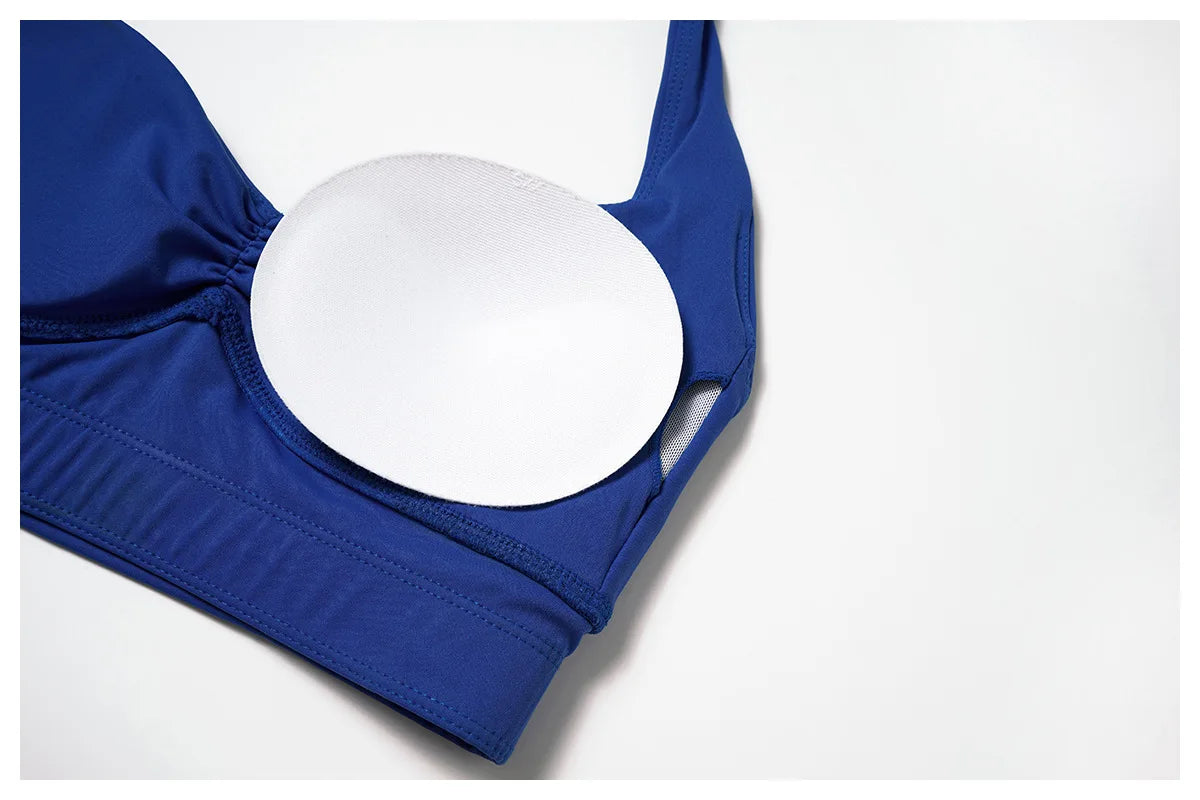 Halter neck push up ruched Sports Bra